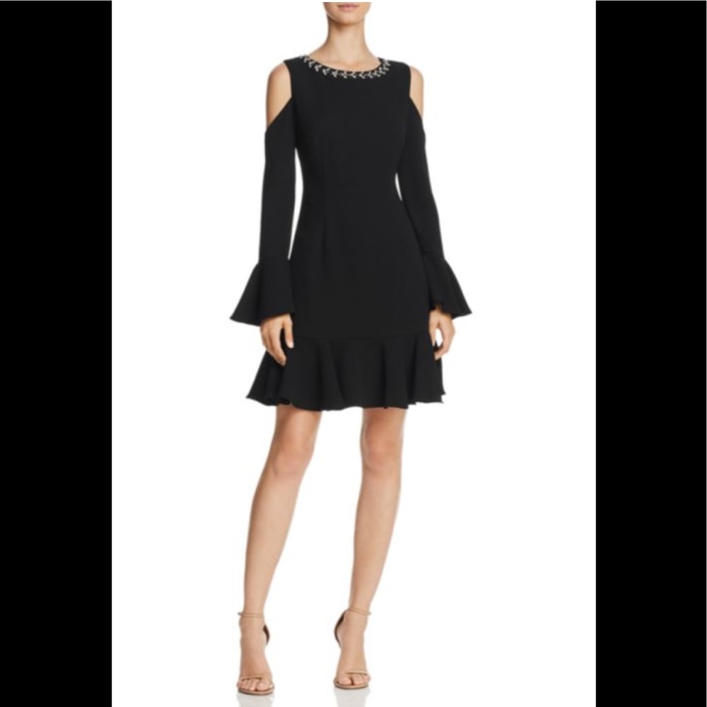 PROM!!Eliza J Pretty Cold Shoulder Flare Hem Dress